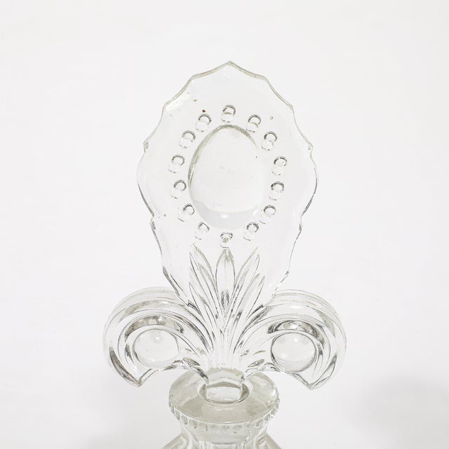 Glass 3 Art Deco Pressed Glass Scalloped Stoppers & Hobnob Detailing Perfume Holders For Sale - Image 7 of 12