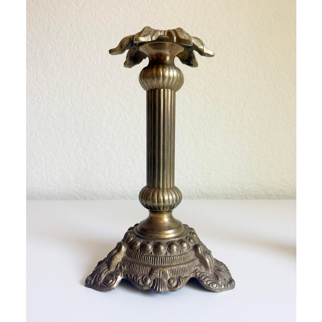 Palm Beach Style Brass Candlesticks, 1960s - A Pair For Sale - Image 9 of 11