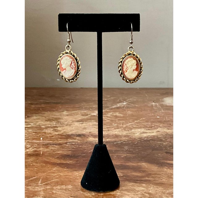 Vintage Carved Cameo Drop Earrings For Sale In West Palm - Image 6 of 12
