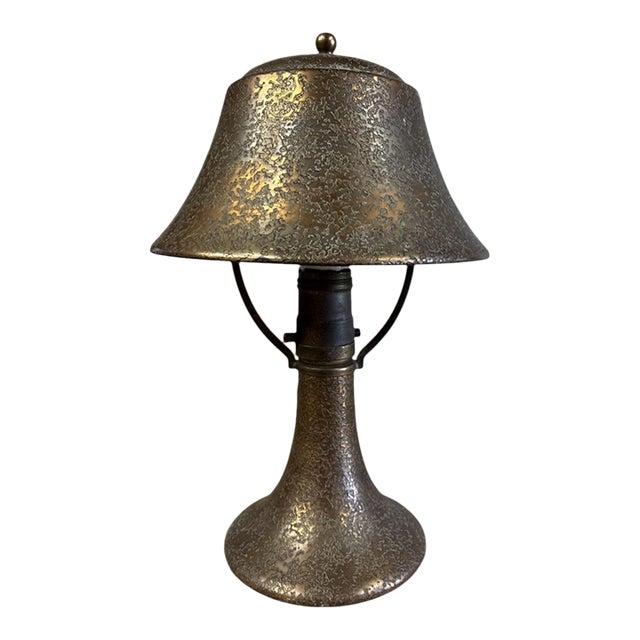Antique Heintz Style Arts Crafts Copper Desk Lamp Mission Bell Top For Sale