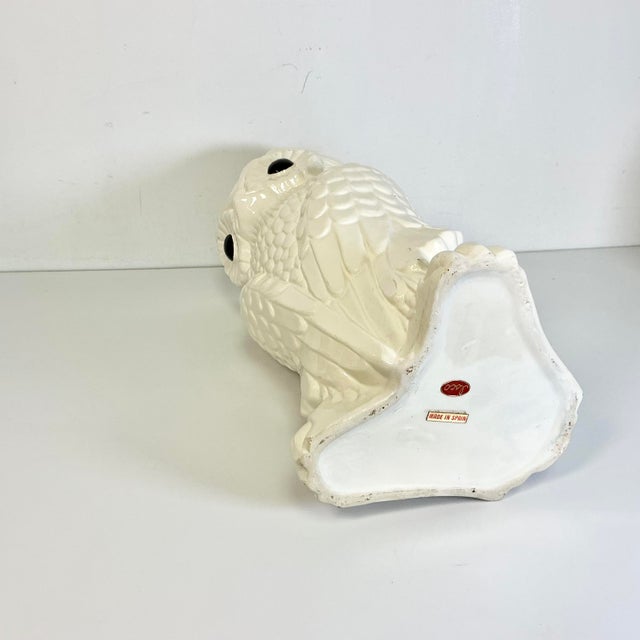 1970s Vintage Boho Chic Arts & Crafts Trompe L’Oeil Owl Ceramic Umbrella Stand. For Sale - Image 12 of 13