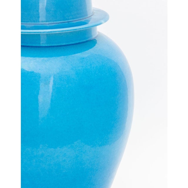 Contemporary Turquoise Blue Glazed Porcelain Ginger Jar For Sale - Image 3 of 7