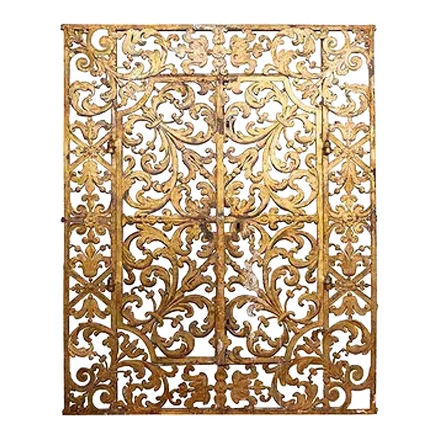 18th Century Italian Heavy Gilted Iron Gate For Sale