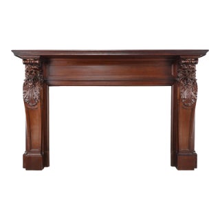Antique Renaissance Revival Wooden Fireplace Mantel For Sale