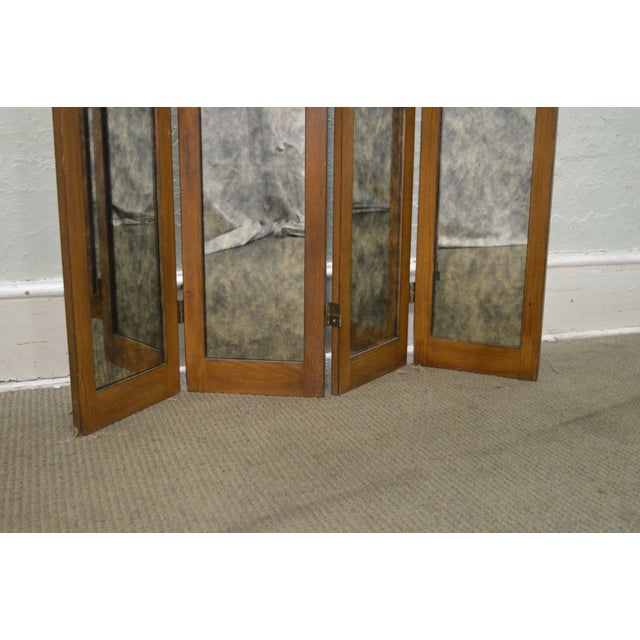 Hollywood Regency Mid Century Antiqued Mirror Folding Screen Room