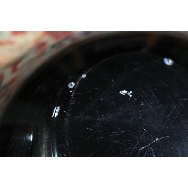 Mid 20th Century Vintage Black Murano Attributed Glass Centerpiece Bowl With Pastel Tutti Frutti Pieces and Silver Foil For Sale - Image 5 of 7