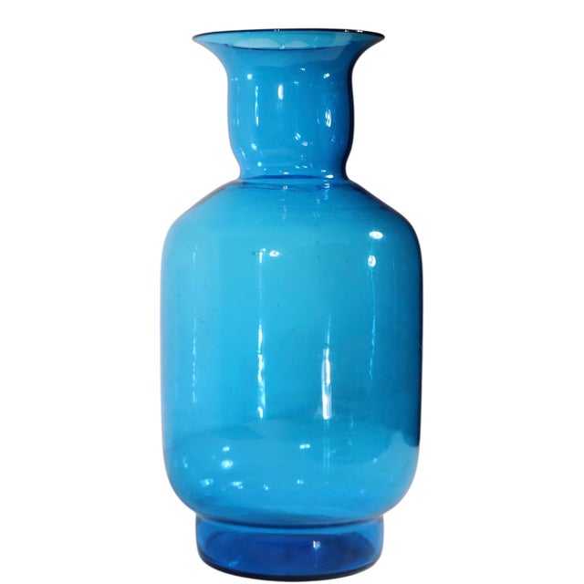 Large Blue Blenko Vase For Sale - Image 9 of 12