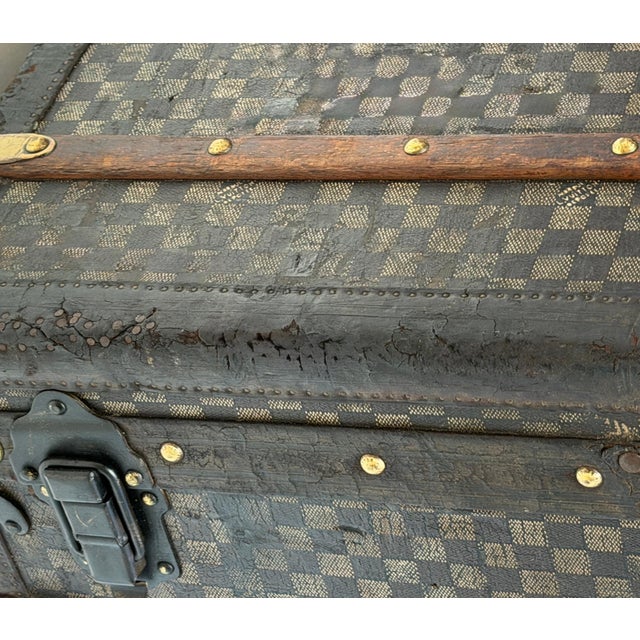 Brown Rare Early Louis Vuitton Damier Steamer Trunk with Ballantine Family Provenance For Sale - Image 8 of 18