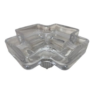 Large Daum Art Deco Clear and Frosted Crystal Centerpiece Bowl Sculpture MCM For Sale