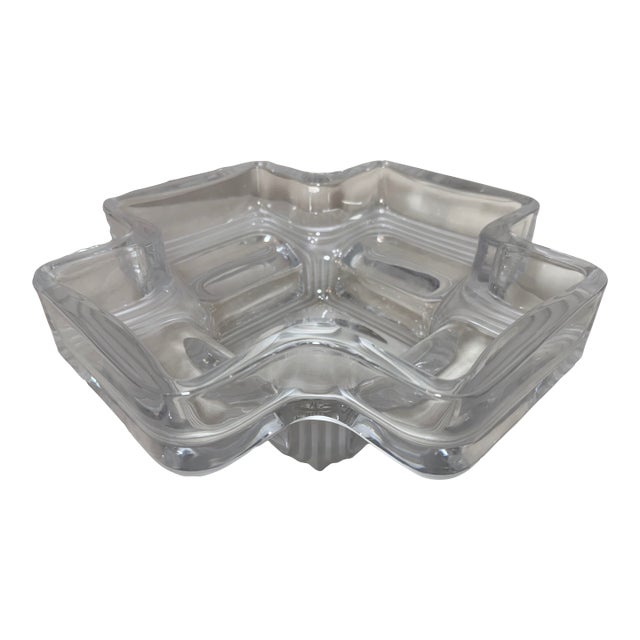 Large Daum Art Deco Clear and Frosted Crystal Centerpiece Bowl Sculpture MCM For Sale