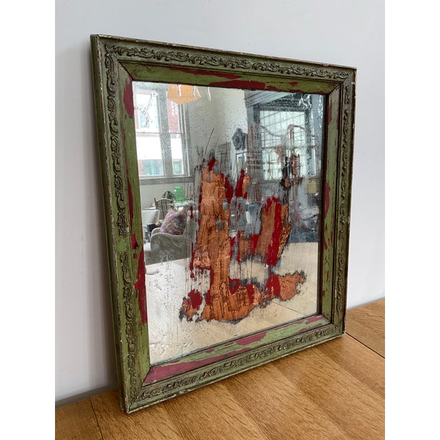 Antique Wall Mirror With Copper For Sale - Image 4 of 17