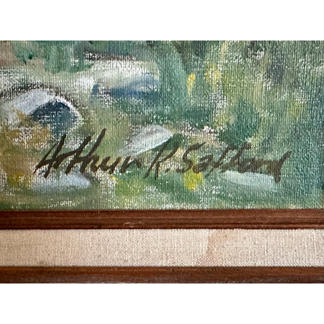 An evocative original mid-20th-century oil painting by American artist Arthur R. Safford (1900–1992), depicting a...