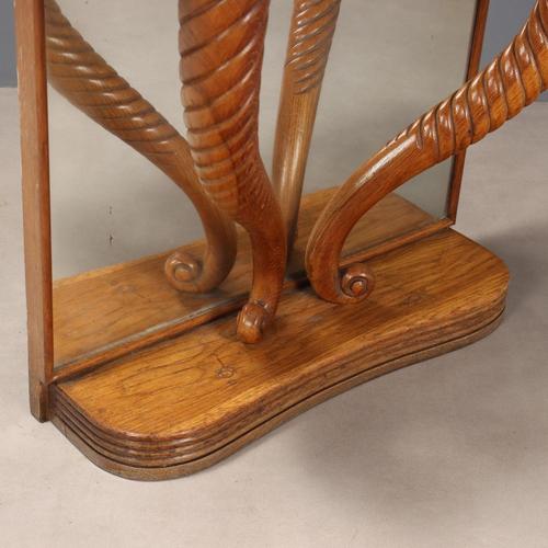 Brown Oak Console Table with Mirror For Sale - Image 8 of 10