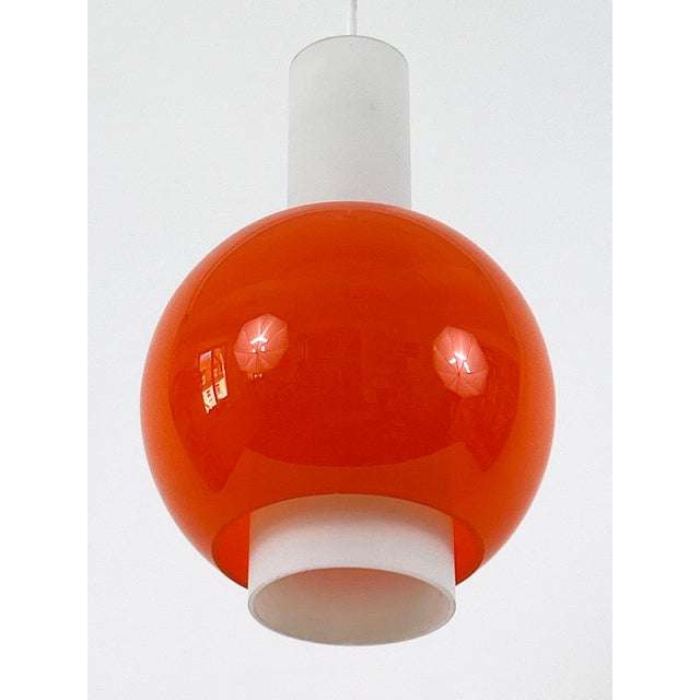 Mid-Century Modern Mid-Century Pendant Lamp in Metal and Opaline Glass from Bünte & Remmler, Germany, 1960s For Sale - Image 3 of 18