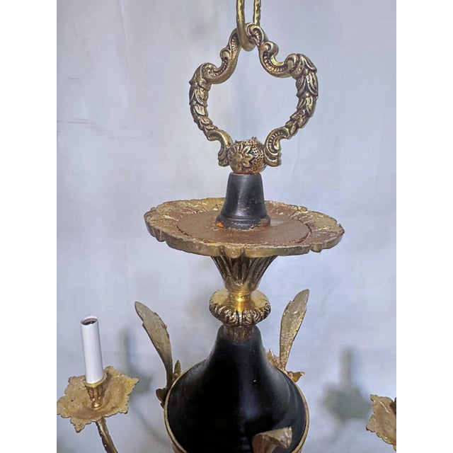 Metal 1930's Decorative Black and Bronze Chandelier For Sale - Image 7 of 11