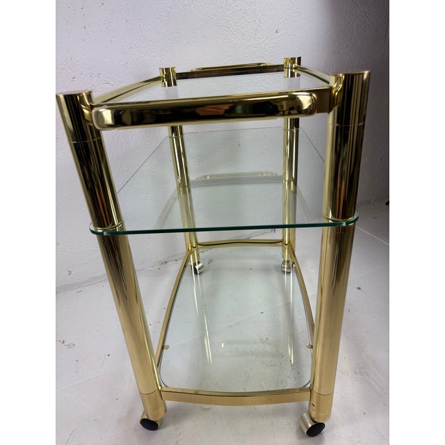 Mid-Century Modern Mid-Century Design Institute of America Brass and Glass Bar Trolley For Sale - Image 3 of 11