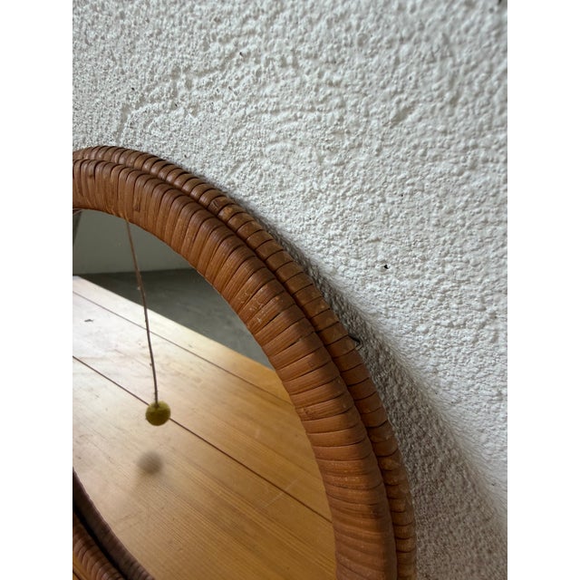 Vintage Round Wicker Mirror, 1960s For Sale - Image 16 of 17