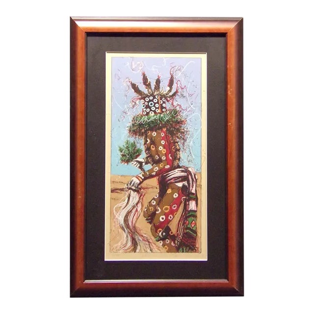 Larry Fodor "Speckled Corn Kachina I" Hand Signed Custom Framed Limited Edition Lithograph For Sale
