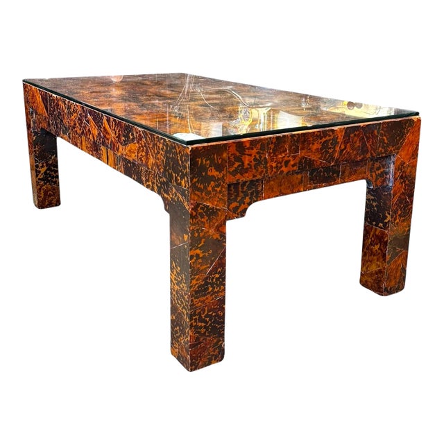 1970s Tortoise Shell Style Coffee Table For Sale