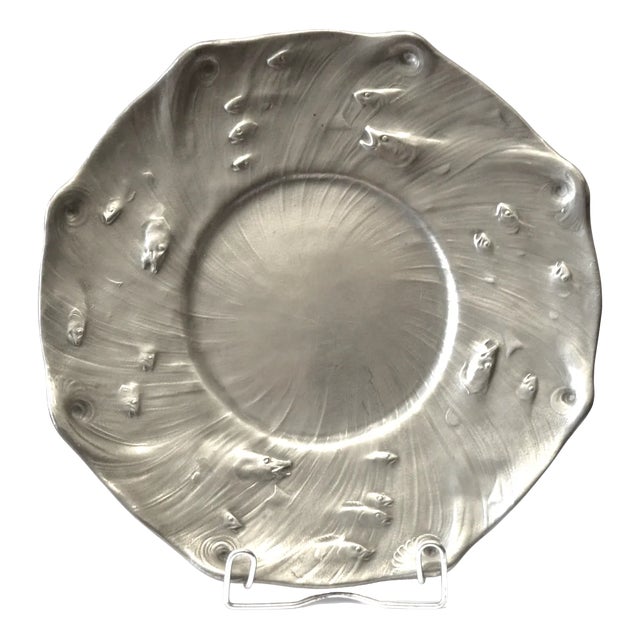 Pewter Plate by Olof Ahlberg, Schreuder & Olsson, Sweden, 1938 For Sale
