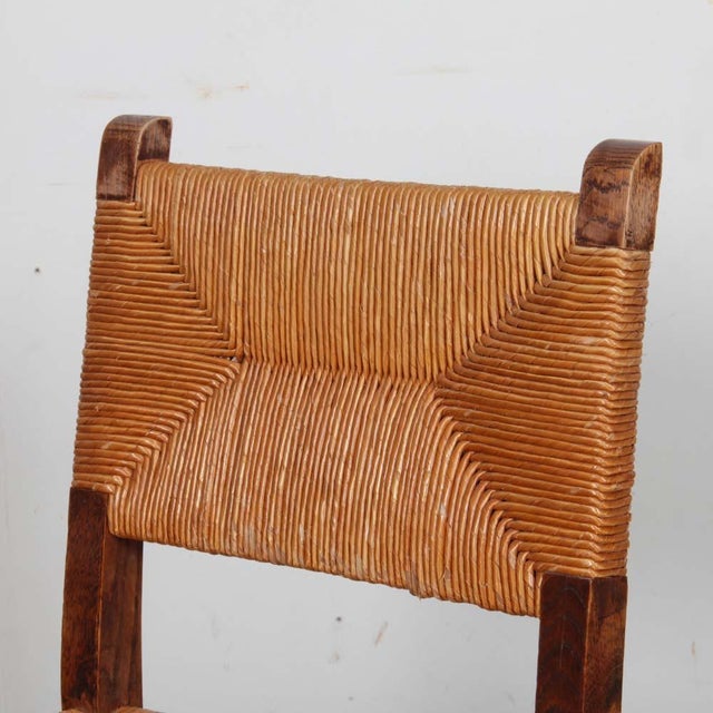 French Straw-Seated Wooden Chairs, 1950s, Set of 6 For Sale - Image 9 of 12