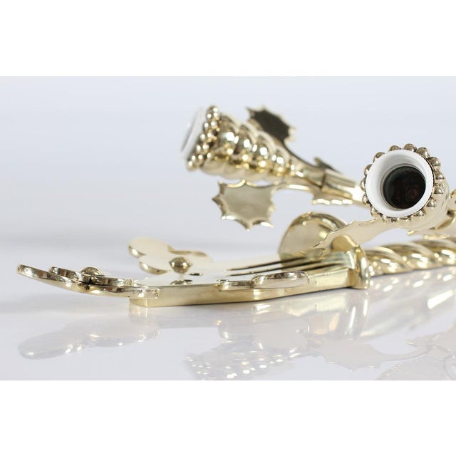 Art Nouveau Wall Lights in Brass in the style of Thorvald Bindesbøll, Denmark, 1900s, Set of 2 For Sale - Image 5 of 16