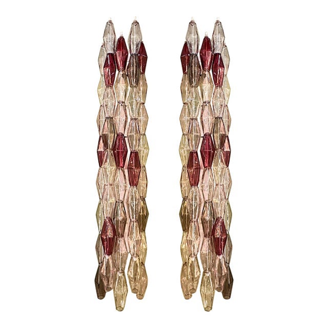 Pink Wall Sconces with Multicolored Poliedri Murano Glass by Simoeng, Set of 2 For Sale - Image 8 of 8