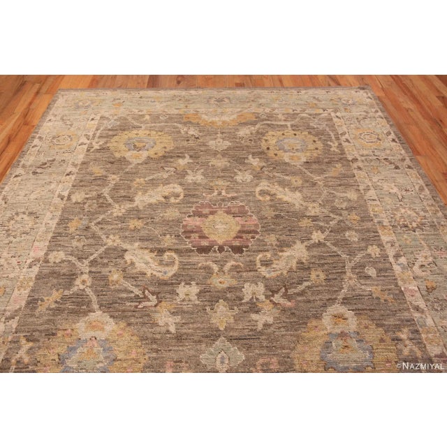 Turkish Earthy Room Size Contemporary Modern Turkish Oushak Design Area Rug For Sale - Image 3 of 7