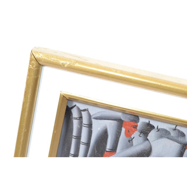 Signed C. Willy Gold Frame Abstract People Harvesting Apples Pop Art on Canvas For Sale - Image 9 of 13