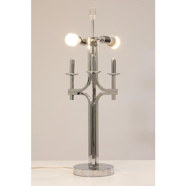 Gaetano Sciolari Gaetano Sciolari Style Polished Chrome Table Lamp 20th Century Modern Lighting For Sale - Image 4 of 6