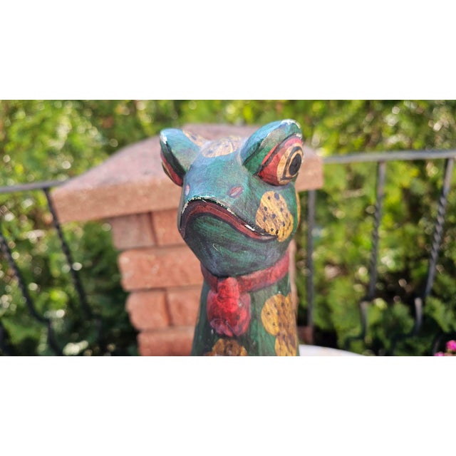 Vintage Wooden African Carved Frog Figurine, 1970s For Sale - Image 4 of 8