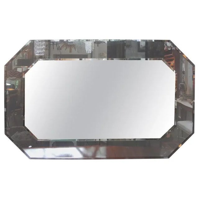 Vintage Italian Fontana Arte Style Horizontal Beveled Mirror For Sale - Image 12 of 12
