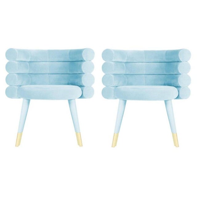 Set of 2 sky blue marshmallow dining chairs, Royal Stranger Dimensions: 78 x 70 x 60 cm Materials: Velvet upholstery and...