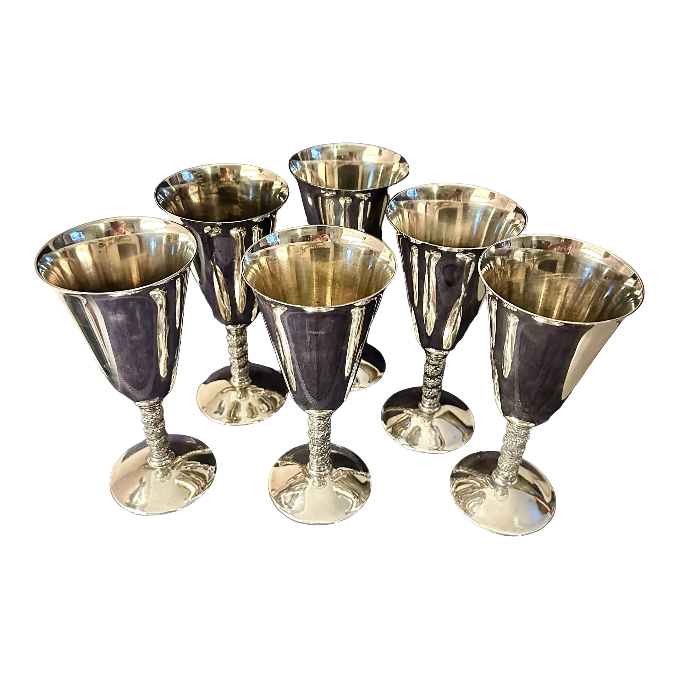 Vintage J. Perez Ruiz Spain Silver Plated Wine Goblets - a