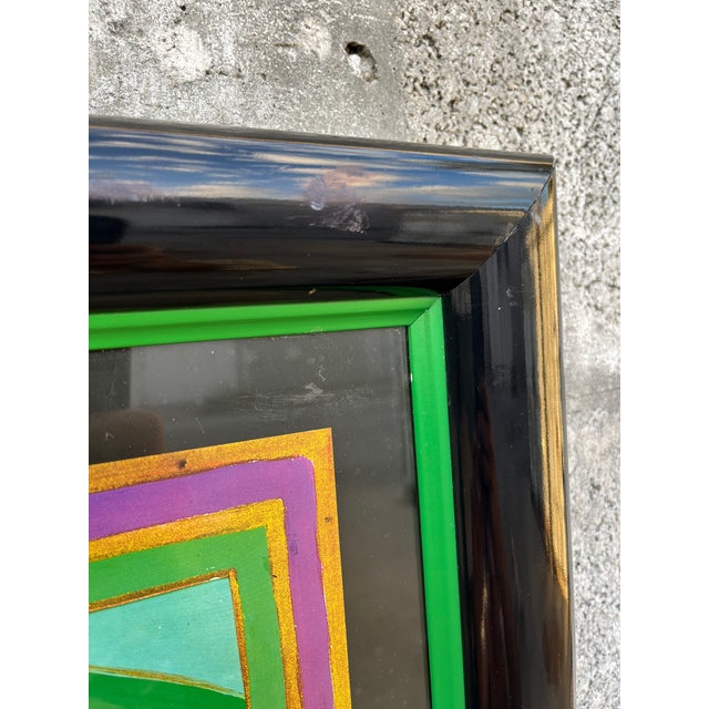 Paper 1980s ArtDeco Revival Fashion Illustration Print Framed and Signed by the Artist For Sale - Image 7 of 18