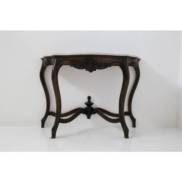 Antique Italian Console Table in Wood and White Marble, 1890 For Sale - Image 4 of 7