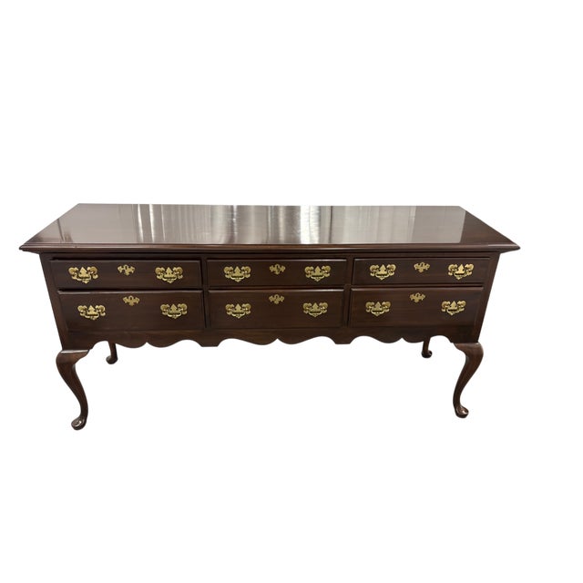 Harden Queen Anne Style Solid Cherry Sofa Sideboard Console Table This stately table features 6 dovetail drawers with...