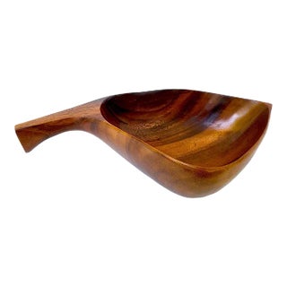 Mid 20th Century Carved Taverneau Wood Bowl For Sale