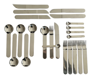 Vintage Italian Flatware Set in Stainless Steel by Sergio Asti, 1970, Set of 23