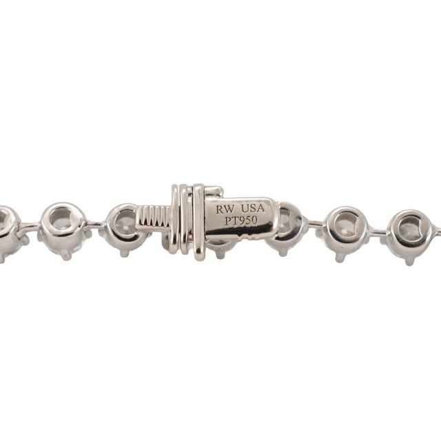 Metal 950 Platinum CTW Lab Grown Diamond Pin Hinge Link Tennis Chain Necklace For Sale - Image 7 of 8