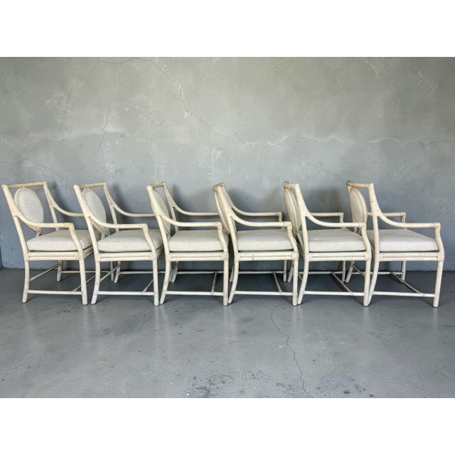 Hollywood Regency Ficks Reed Rattan Dining Chairs With Teardrop Backs | Set of 6, Palm Beach Regency For Sale - Image 3 of 11