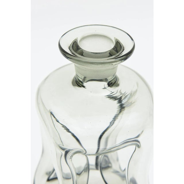 Vintage Michael Bang for Holmegaard Smokey Gray Gradient Glass Decanter With Crown Stopper For Sale - Image 10 of 13