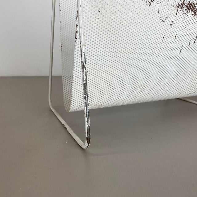 White Metal Hole Pattern Magazine Holder in the style of Carl Auböck, France, 1950s For Sale - Image 17 of 18