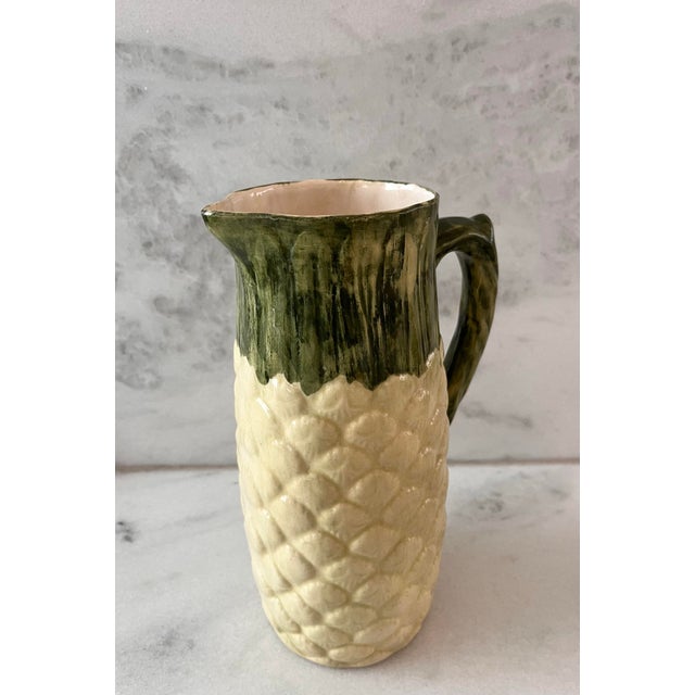 Traditional Vintage Pineapple Ceramic Pitcher For Sale - Image 3 of 8