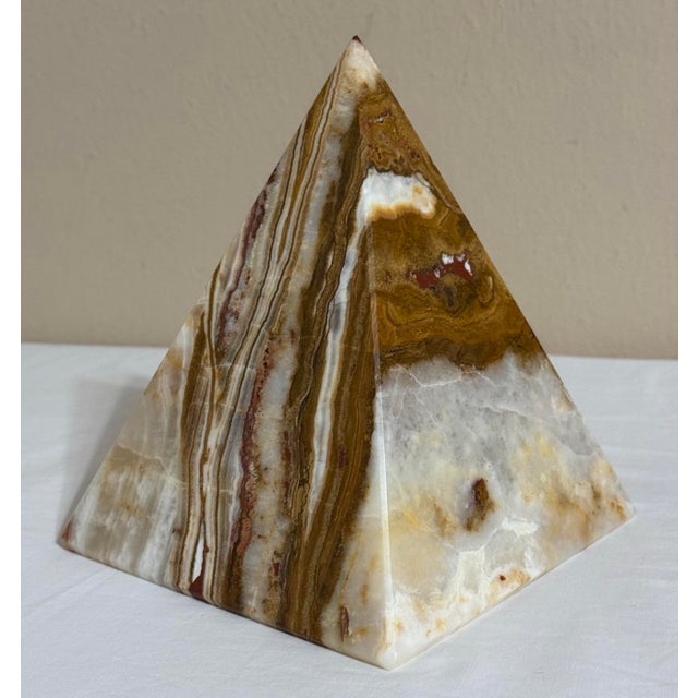 Large 7” Banded Calcite Stone Pyramid Display Object Feng Shui For Sale In Phoenix - Image 6 of 12