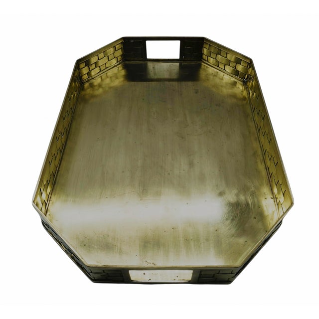 1970s Octagonal Brass Serving Tray, Italy, 1970s For Sale - Image 5 of 8