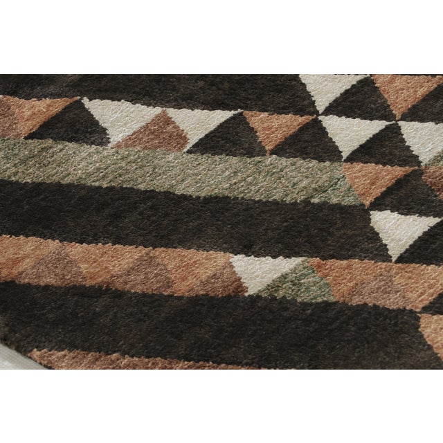 Rug & Kilim Rug & Kilim’s Scandinavian Style Rug in Brown Geometric Pattern For Sale - Image 4 of 9