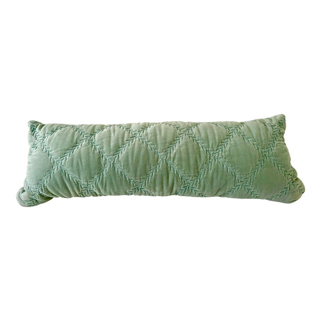 Bella Notte and Linen Long Lumber Pillow in Eucalyptus For Sale