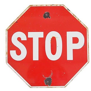 Large 1940s Enameled Porcelain Stop Sign For Sale