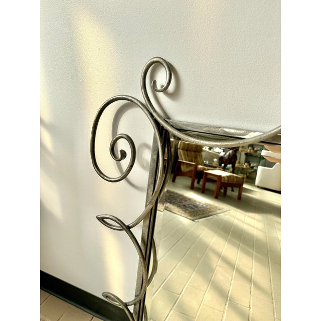 Postmodern Vintage Postmodern Wrought Iron Beveled Swirl Mirror For Sale - Image 3 of 12